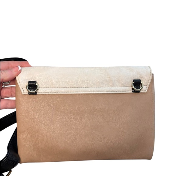 Betsey Johnson Bow Quilted Backpack + Matching Clutch Set Black Tan Cream - Picture 10 of 11